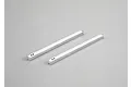 Two silver aluminium RC body mount posts for a Killerbody 1/10 1998 Mitsubishi Pajero Evo, shown against a plain grey background.