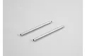 Two silver-coloured cylindrical aluminium body mount posts for an RC car, shown against a plain white background.