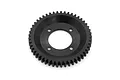 A black steel 49T 1Mod spur gear for Maverick Quantum+ RC vehicles, shown from a top-down perspective against a white background.