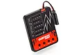 A Surpass Hobby LED program card for RC electronic speed controllers, featuring a black and red interface with buttons and settings labels.