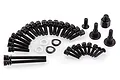 A collection of black metal screws, bolts, and washers for Rovan 32cc and 36cc RC engines arranged on a white background.