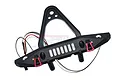 A black aluminium RC front bumper with red D-rings and an integrated LED light set, featuring a bull bar design against a white background.