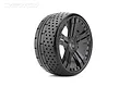 A single Jetko 1/8 scale GT Hot Dot tyre mounted on a black multi-spoke Claw rim against a white background.