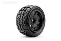 A single Jetko 5.3 inch Ex-Tomahawk XMT belted RC tyre mounted on a black Claw rim, shown against a white background.