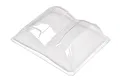 A clear, unpainted polycarbonate side body panel set for an HPI Baja 5B RC buggy, shown against a plain white background.
