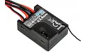 Maverick MSRS-249 2-in-1 receiver and ESC unit with black casing, red and black wiring, and a thin antenna wire on a white background.