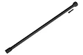 A black plastic center driveshaft for an RC car, shown diagonally with a small metal grub screw included.