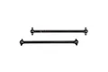 Two black metal RC car drive shafts with ball joints at each end, isolated on a white background.