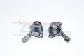 Two grey aluminium front steering hub carriers for RC cars, shown from different angles on a white background.