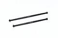 Two black hardened steel GPM drive shafts for RC vehicles, shown against a plain white background.