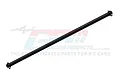 A black aluminium centre drive shaft for an RC car, shown diagonally against a white background with a faint GPM Racing logo watermark.