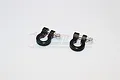 Two black aluminium D-ring tow shackles for RC cars, shown against a plain white background with a faint GPM Racing logo watermark.