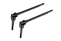 Two black metal universal CVD drive shafts for an RC vehicle, shown against a white background.