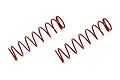 Two red Kyosho big shock springs for RC cars, shown side-by-side against a white background.