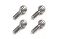 Four Kyosho titanium pivot balls arranged in a grid on a white background.