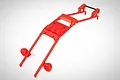 A red Rovan Baja roll bar set with integrated LED light mounts, shown against a plain white background.