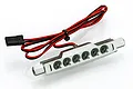 Rovan silver aluminium LED tail light bar for RC Baja with red and black wiring and a standard receiver connector.