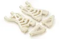 A set of four white plastic RC rear suspension arms for Rovan vehicles on a white background.