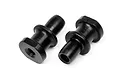Two black metal shock mounts for HPI Vorza RC car on a white background.