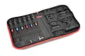 Team Corally 16-piece RC car tool set in an open red and black zippered storage case.