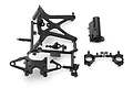 HPI Racing Micro RS4 parts set including various black plastic chassis mounts and suspension components on a sprue.