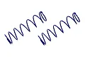 Two blue Kyosho RC shock springs positioned diagonally on a white background.