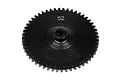 A black HPI Savage HD steel 52T 1Mod spur gear viewed from the front against a white background.