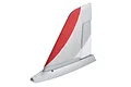 A grey and red foam vertical fin assembly for an E-Flite Habu STS RC plane, shown against a white background.