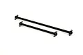 Two black hardened steel centre driveshafts of different lengths for an RC vehicle, shown against a plain white background.
