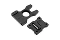 Two black plastic RC car parts, likely a centre differential mount set, isolated on a white background.