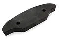 A black foam urethane bumper for an RC car, featuring two mounting holes, isolated on a white background.