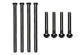 A set of four long metal suspension pins and four shorter metal screws with black finish for HPI Sprint 2 RC cars.