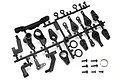 HPI Savage Steering Crank and Servo Saver parts set on a black plastic sprue with included screws and a metal ring.