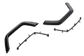 A set of black plastic rear fender flares and mounting brackets for an Axial SCX10 Jeep JT RC crawler.