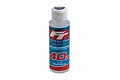 A bottle of Factory Team 40w silicone shock fluid, 118ml, featuring a white cap and blue and red label.