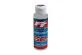 A bottle of Factory Team 50w silicone shock fluid, 118ml, featuring a blue and red label with white text on a white background.