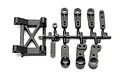 A black plastic parts tree for HPI Sprint 2 containing a centre post, servo horns, and steering crank components.