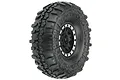 Pro-Line 1.9 inch TSL SX Super Swamper XL tyre mounted on a black beadlock rim with a silver ring, shown from a three-quarter angle.