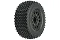 Pro-Line Gladiator 2.2/3.0 inch short course tyre pre-mounted on a black Raid wheel against a white background.