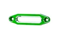 A green anodized aluminium winch fairlead for RC vehicles, featuring a central slot and two mounting holes.