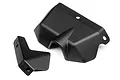 Two black plastic side engine guard components for an HPI RC vehicle, shown against a white background.