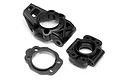 Black plastic rear hub carrier components for HPI Baja RC vehicles, shown on a white background.