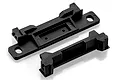 Two black plastic HSP bumper mount components for RC vehicles shown on a white background.