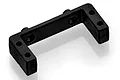 A black plastic U-shaped servo mount for an RC car, featuring multiple screw holes for mounting.