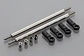 HSP lower link set including two threaded metal rods, four black plastic rod ends marked with A, and four metal pivot balls.