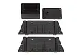 Element RC Enduro floor boards and receiver box set including two black plastic floor boards, a receiver box base, and a lid.