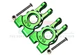 Two green anodized aluminium rear hubs for RC cars by GPM Racing, including mounting screws and nuts.