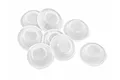 A cluster of eight translucent silicone shock diaphragms for HPI RC vehicles, arranged on a plain white background.