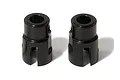 Two black metal drive cups for HPI Savage RC cars, shown side by side on a white background.