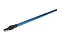 A blue anodized aluminium front centre driveshaft for a LaTrax RC vehicle, featuring a black metal coupler at one end.